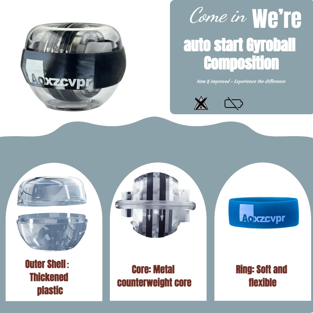 Power Wrist Ball Auto Start Gyro Gyroscope Torque Ball with LED Lights for Hand Trainer for Sports Enthusiasts.