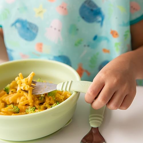 Miniatura 10 de Bumkins - Juego de utensilios de masticables de silicona tenedor y cuchara para bebé utensilios de entrenamiento etapa de destete Disney bebé