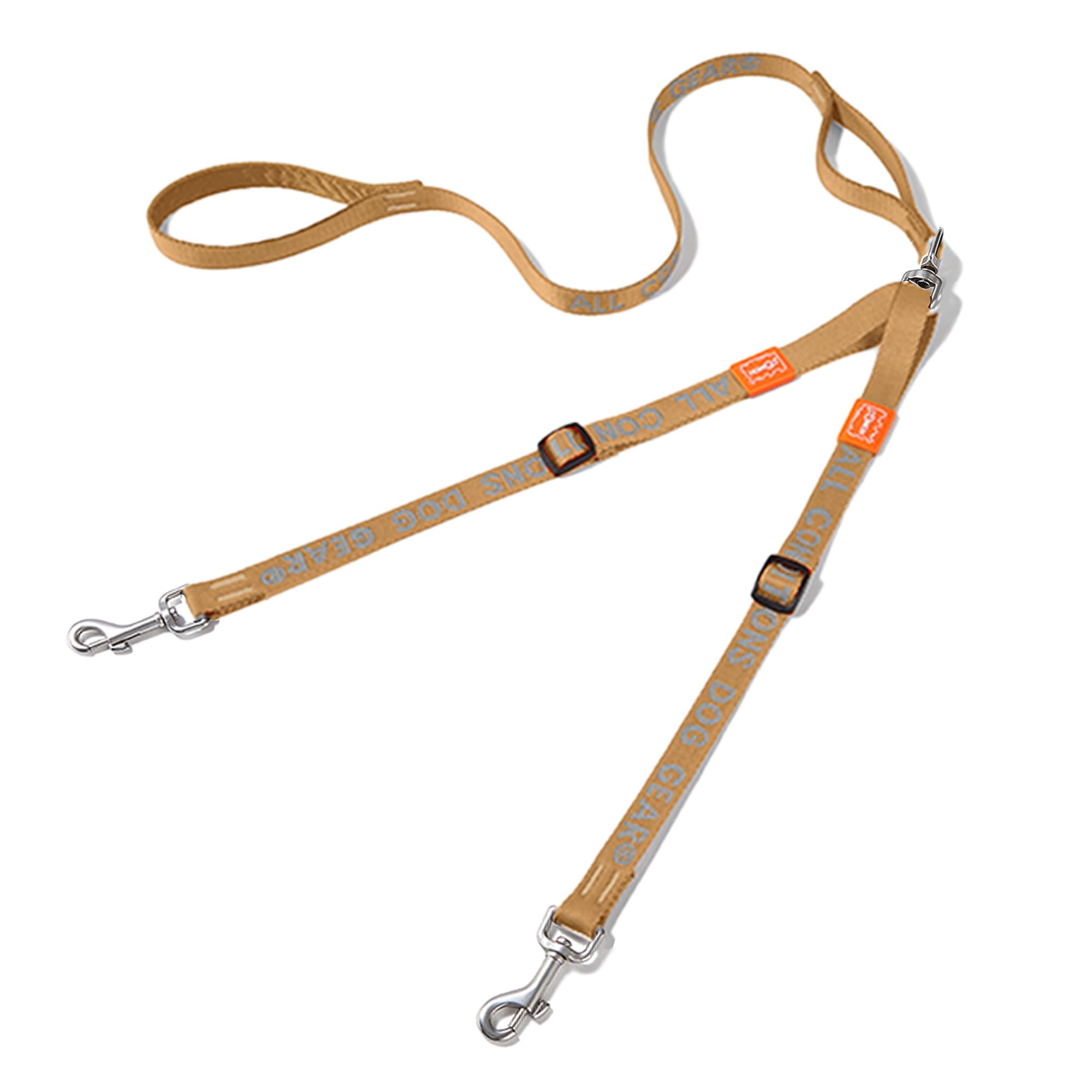 HOWGO Double Dog Leash,Tangle-Free 360 Swivel(Brown, Std M-L w.Handle)
