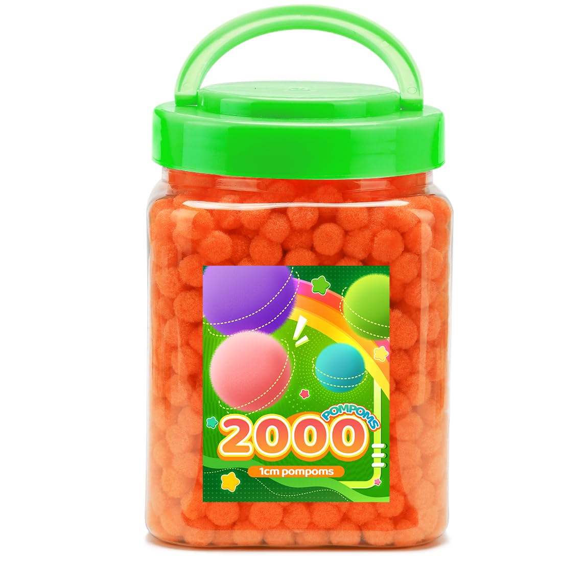 Tiehuoxia 2000 PCS Pom Poms for Crafts, Orange 1cm Pom Pom Balls, Fluffy Pom Poms for DIY Decorations (Orange)