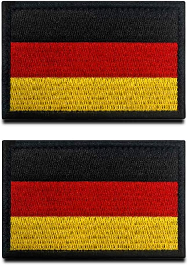 2 Pieces 14 x 8 cm Oversized Germany Flag Patch Embroidered Badge Compatible with German Appliques for Clothing Bags Backpack Uniform Vest Military Tactical Outdoor Jersey