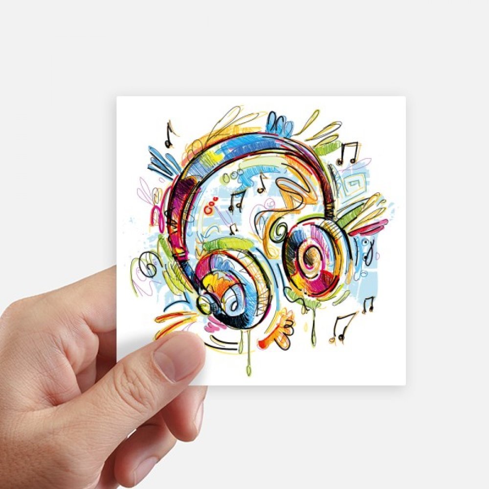 Autocollant carré motif casque de musique coloré DIYthinker pour déco de valise et moto x8