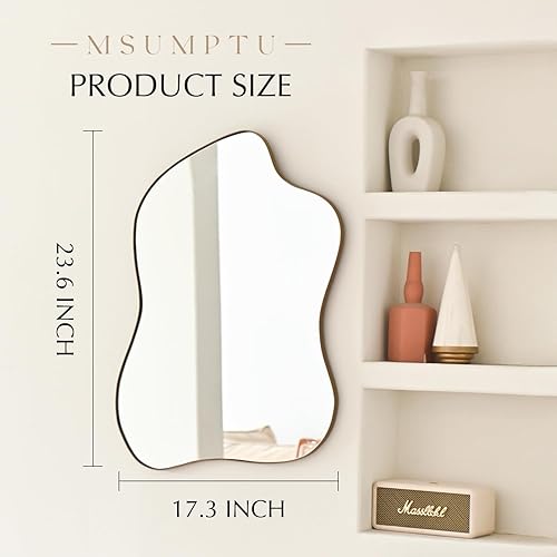 Miniatura 3 de Espejo de pared irregular con forma de onda de latón, espejo de pared con marco de metal para baño, dormitorio, entrada, sala de estar, decoración