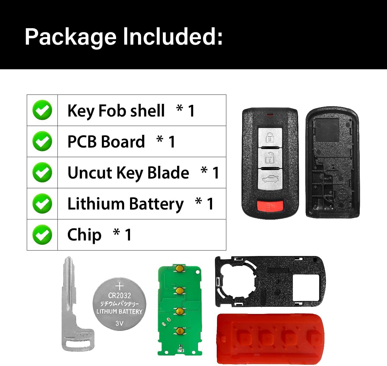 Replacement for 2008-2020 Mitsubishi Lancer Outlander Sport Mirage Key Fob Remote Control OUC644M-KEY-N 4 Buttons 315MHz