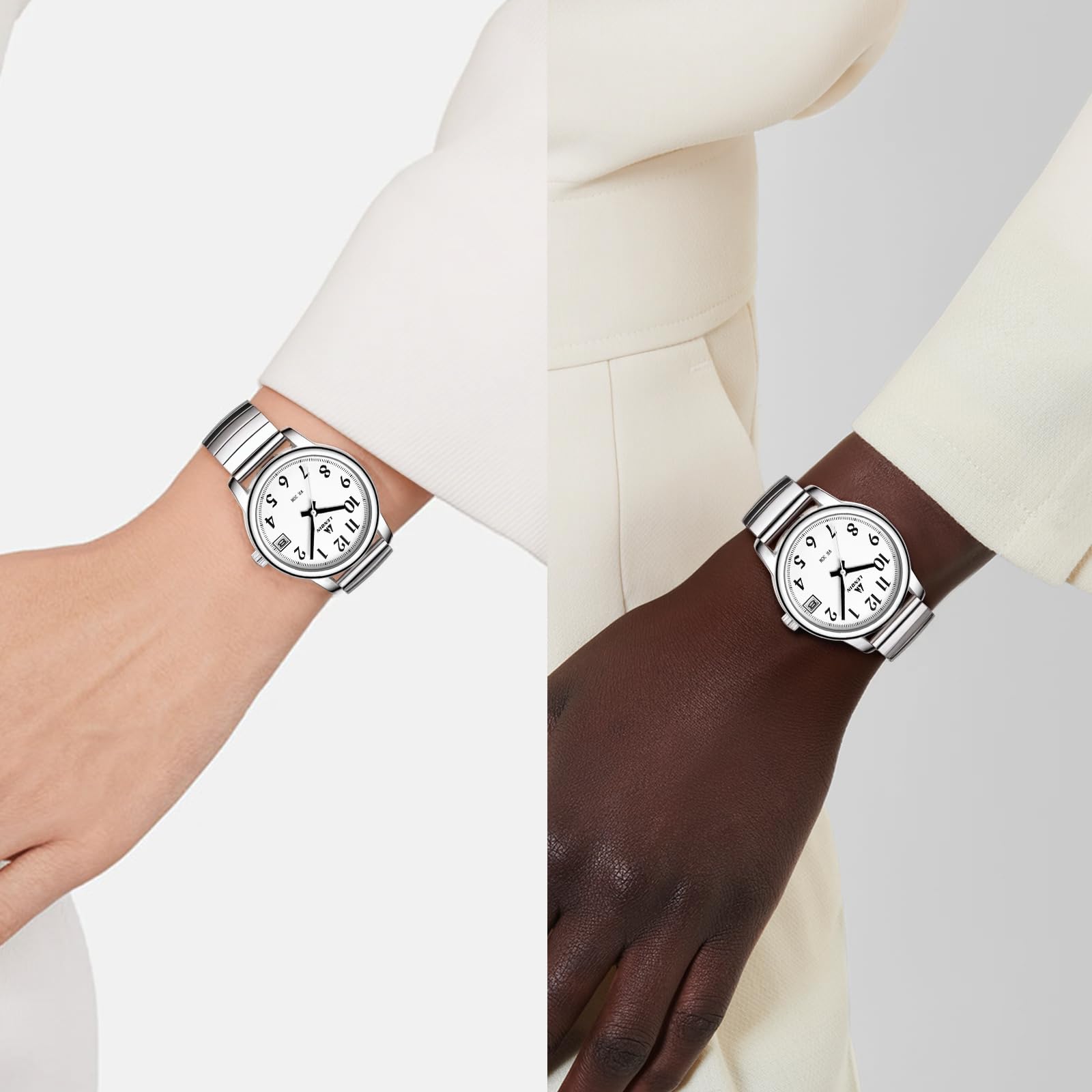 LN LENQIN Orologio da donna Orologi da donna in acciaio inossidabile Orologi impermeabili per donna Orologio da polso analogico al quarzo Cinturino espandibile