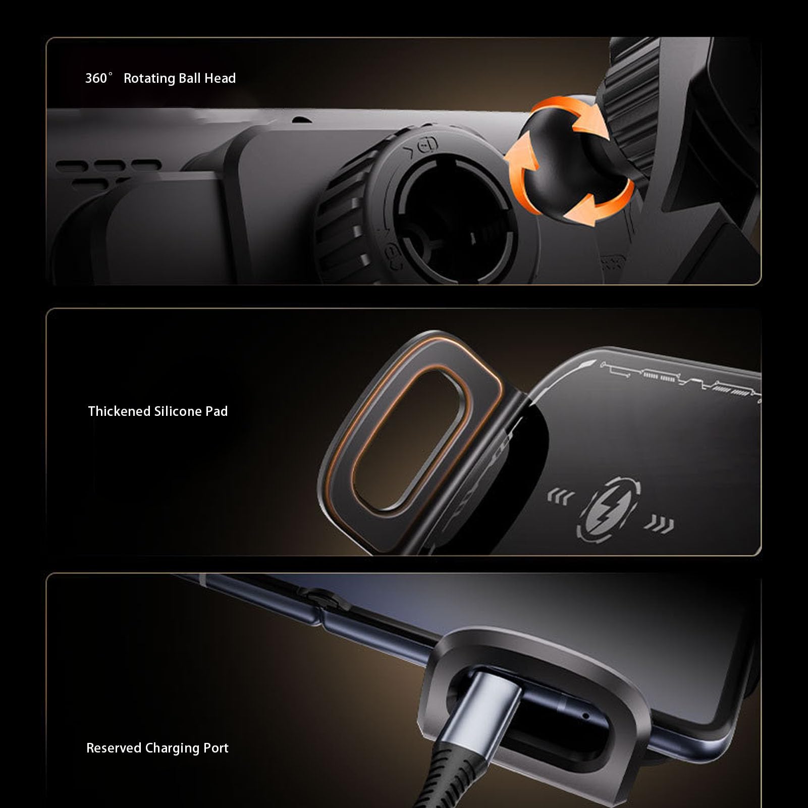 Supporto per Auto Rotante con Ricarica Wireless Ad Alta velocità 15 W Supporto per Telefono con Rotazione Automatica a Ricarica Rapida Impugnatura Design Pieghevole