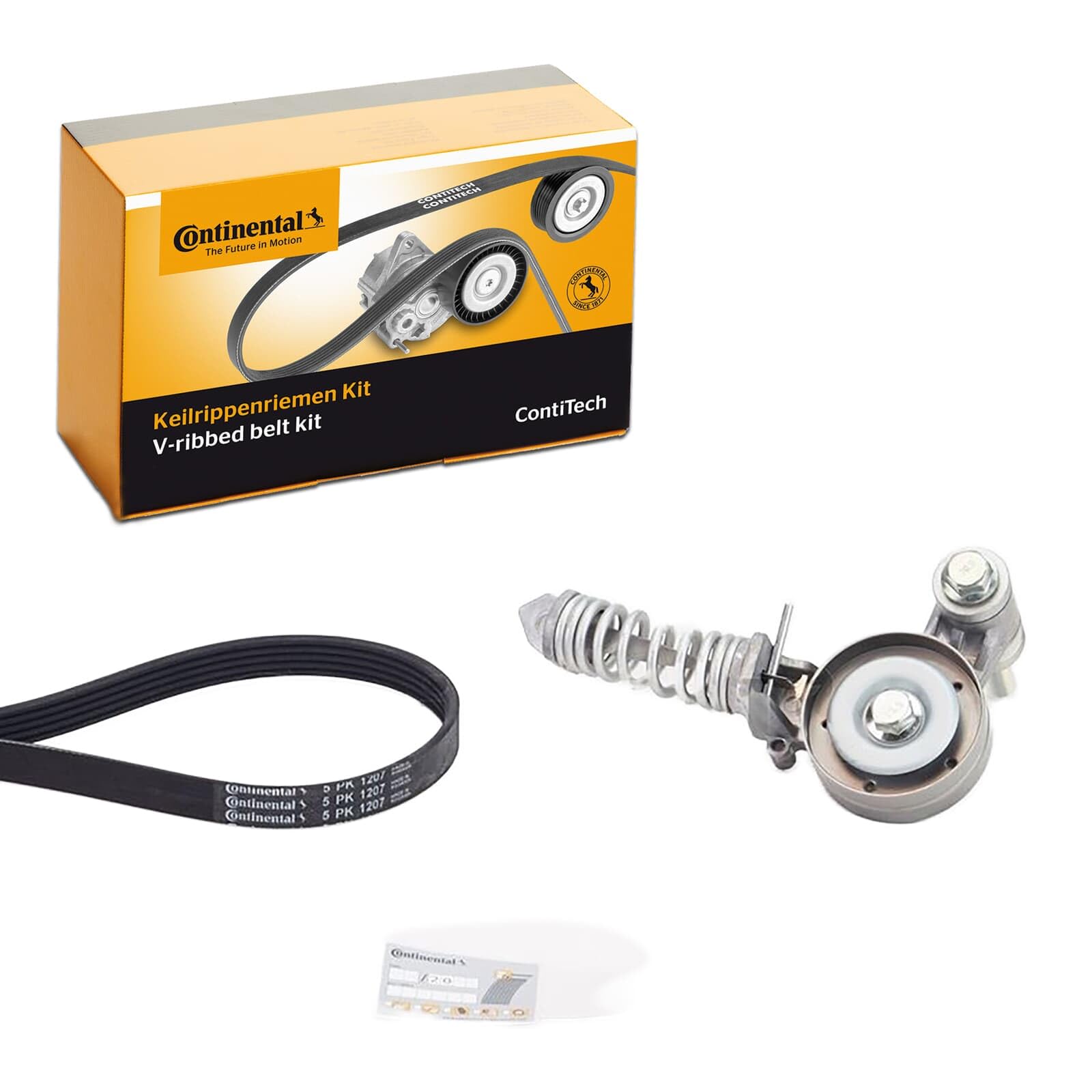 CONTITECH Jeu de courroies trapézoïdales à nervures 5PK1207K1 Poulie de tension compris Compatible avec OPEL Corsa D 3/5 portes S07 Insignia A Sports Tourer G09 Corsa E 3/5 portes X15
