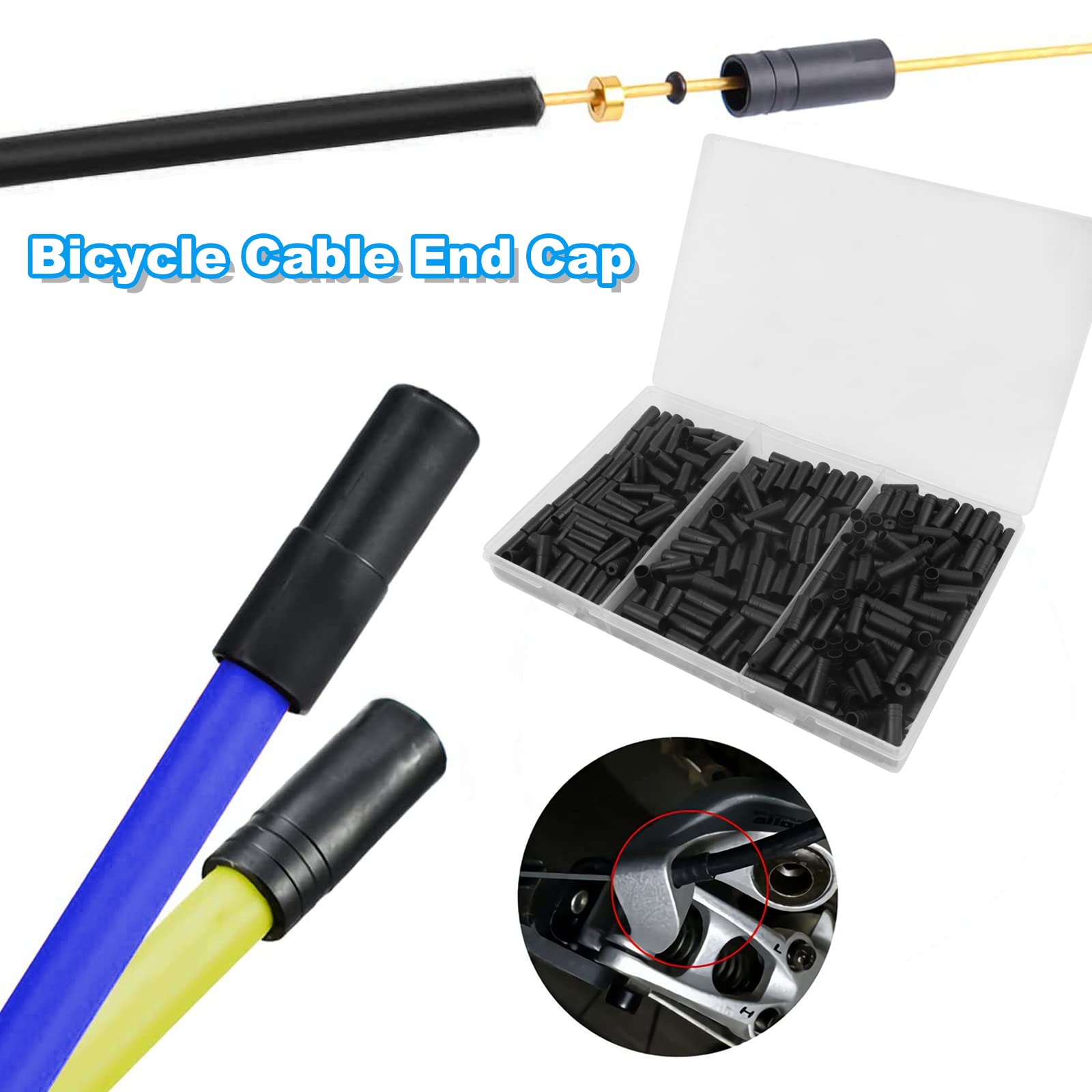 Set Di 48 Tappi Terminali Per Cavi Bici + 8 O-ring - Per Freni E