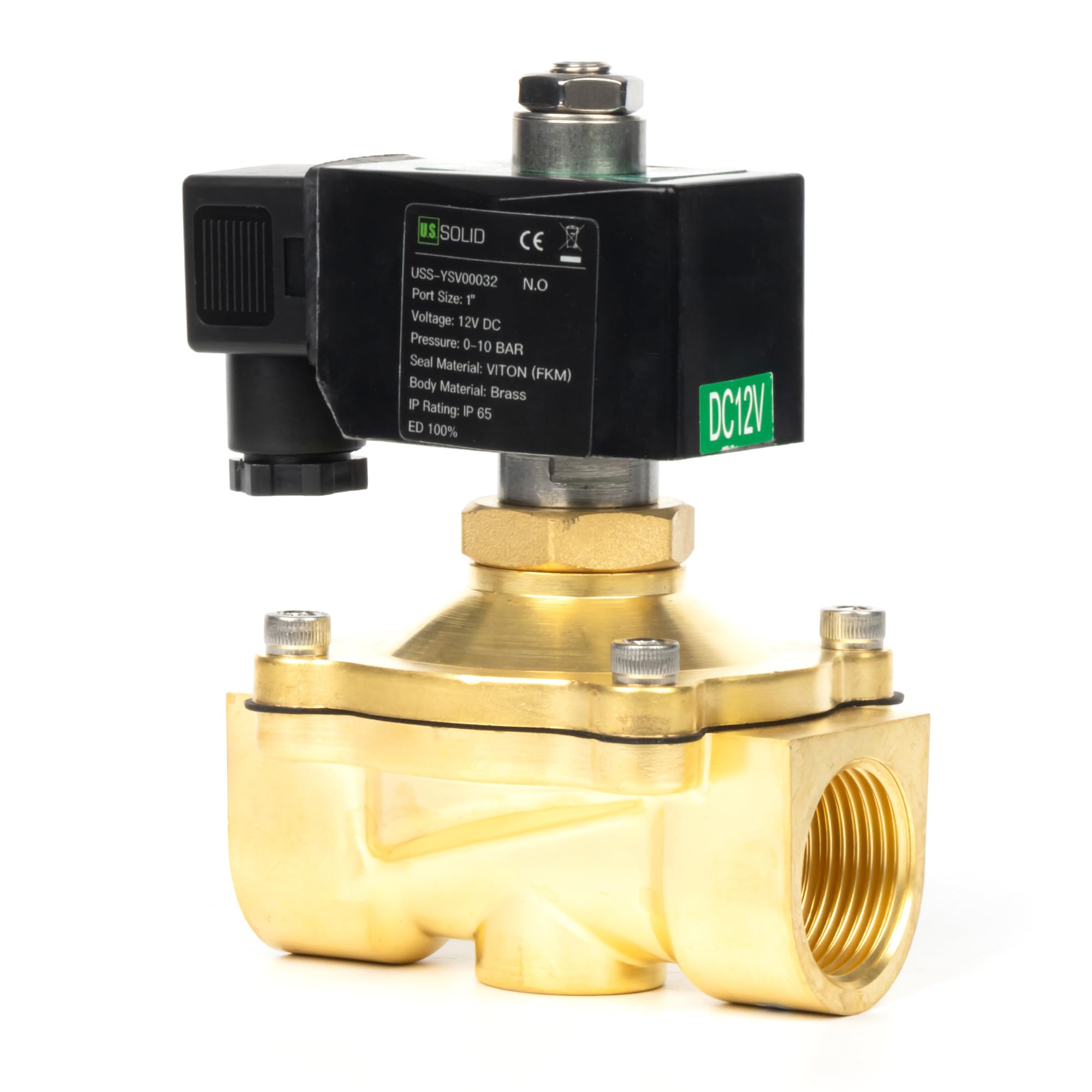 U.S. Solid Électrovanne laiton G 1" 12 V CC normalement ouvert 10 bar Solénoïde Valve d'eau électrique pour eau, air, diesel, kérosène et essence