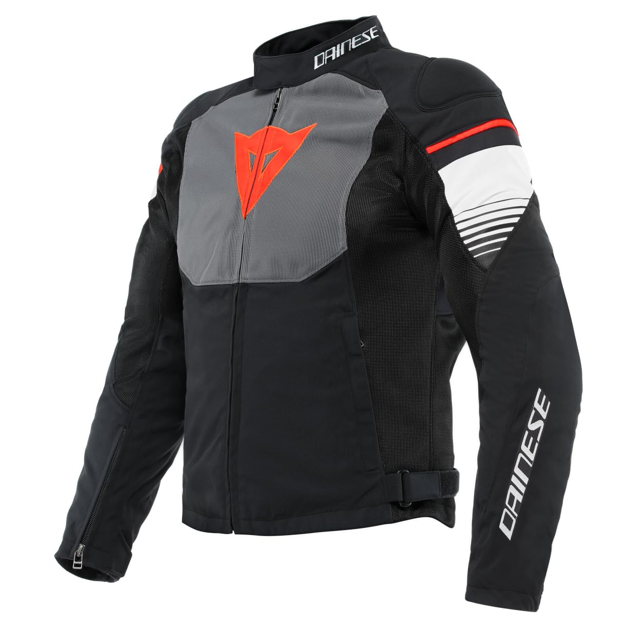Dainese - Air Fast Tex Jacket, Summer Motorcycle Jacket, Quickdry Fabric, Soft Protections On Shoulders And Elbows, Men's Motorcycle Jacket, Black/Grey/White, 46