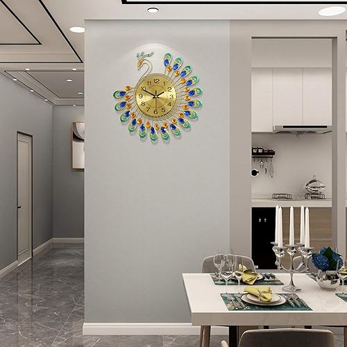 Miniatura 2 de FLEBLE Relojes de pared grandes para decoración de sala de estar, reloj de pared dorado silencioso a pilas sin tictac para dormitorio, cocina, 14