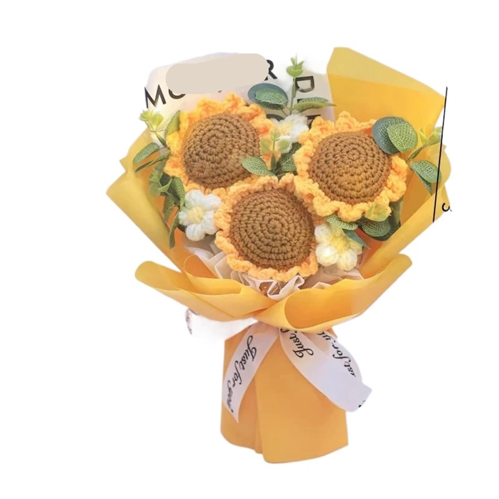 ENWWCH Crochet Flower Bouquet Teacher's Day Gifts String Hand Knitted Flowers For Home(Color1)