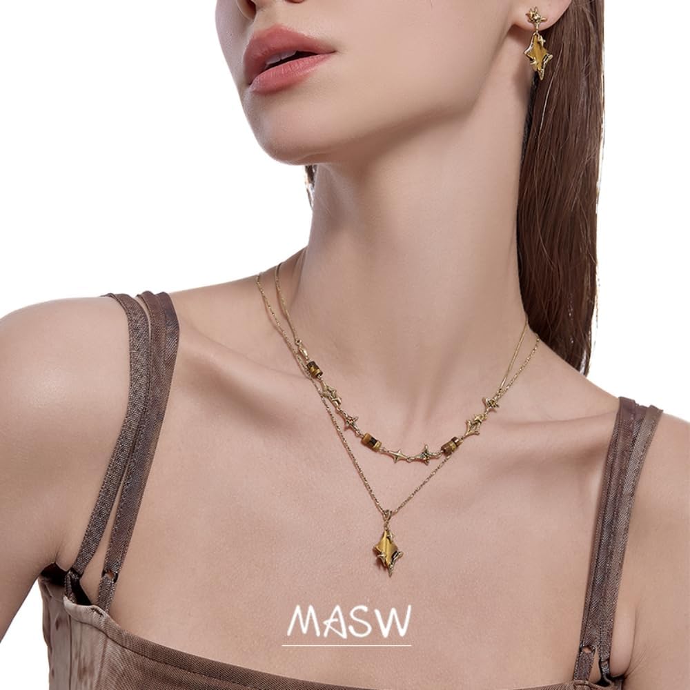 Retro Style Star Pendant Necklace Personalized Star Double Layer Necklace Exquisite Geometric accessories Fashion Women's accessories M2539 - Image 4