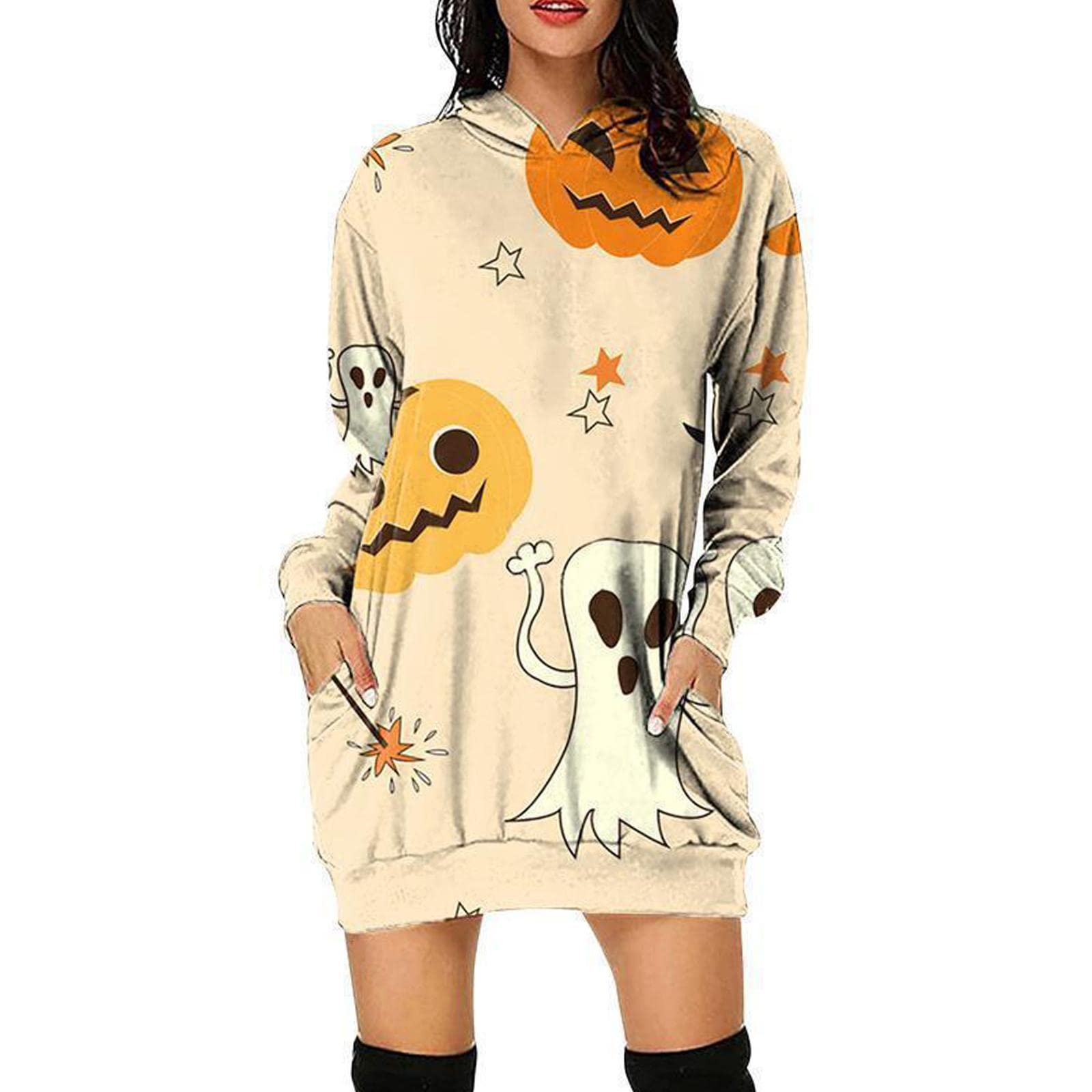 トップス 24SS Ground Y HOODED HALF SLEEVE DRESS 3 ZOOMELLA Women Hooded Long Sleeve Hoody Sweatshirt Pullover Top