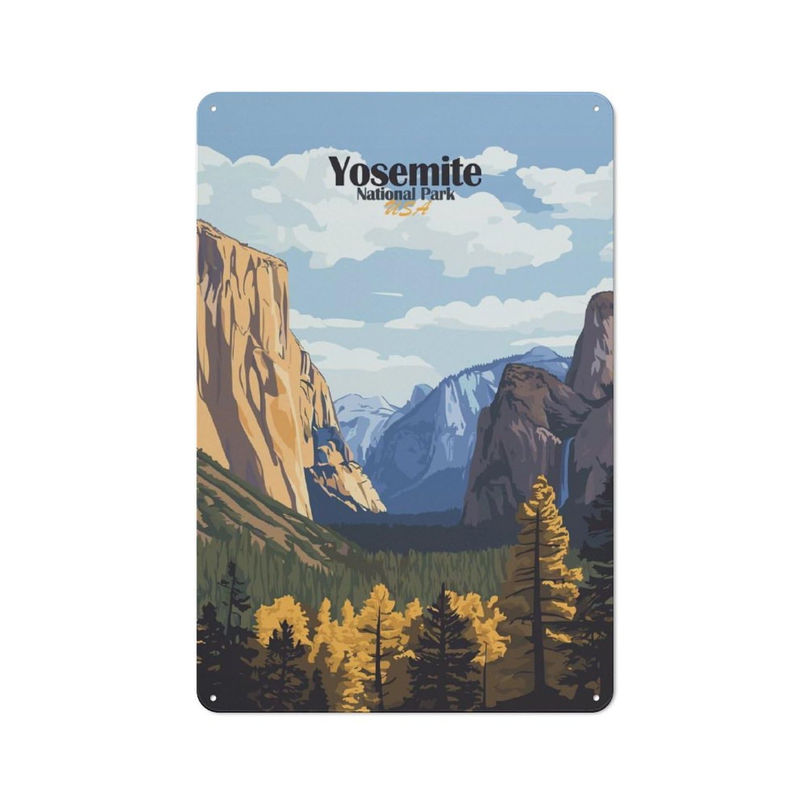 Junmoney Style-22 Metal Plaque With Yosemite National Park Design 30X20cm, Rustic Cafe Wall Decor For Restaurant, Kitchen, Counter Or Breakfast Nook
