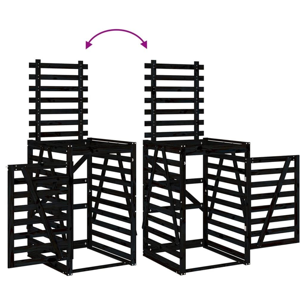 Cobertizo para Cubos de Basura Madera Pino Negro 84x90x128,5 cm,Casa y jardín,Productos del hogar,Accesorios para contenedores de residuos,Soportes para contenedores de residuos,23kg-825104