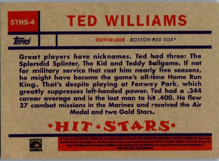 Amazon.com: Ted Williams 1957 Topps Hit Stars Collectible Baseball