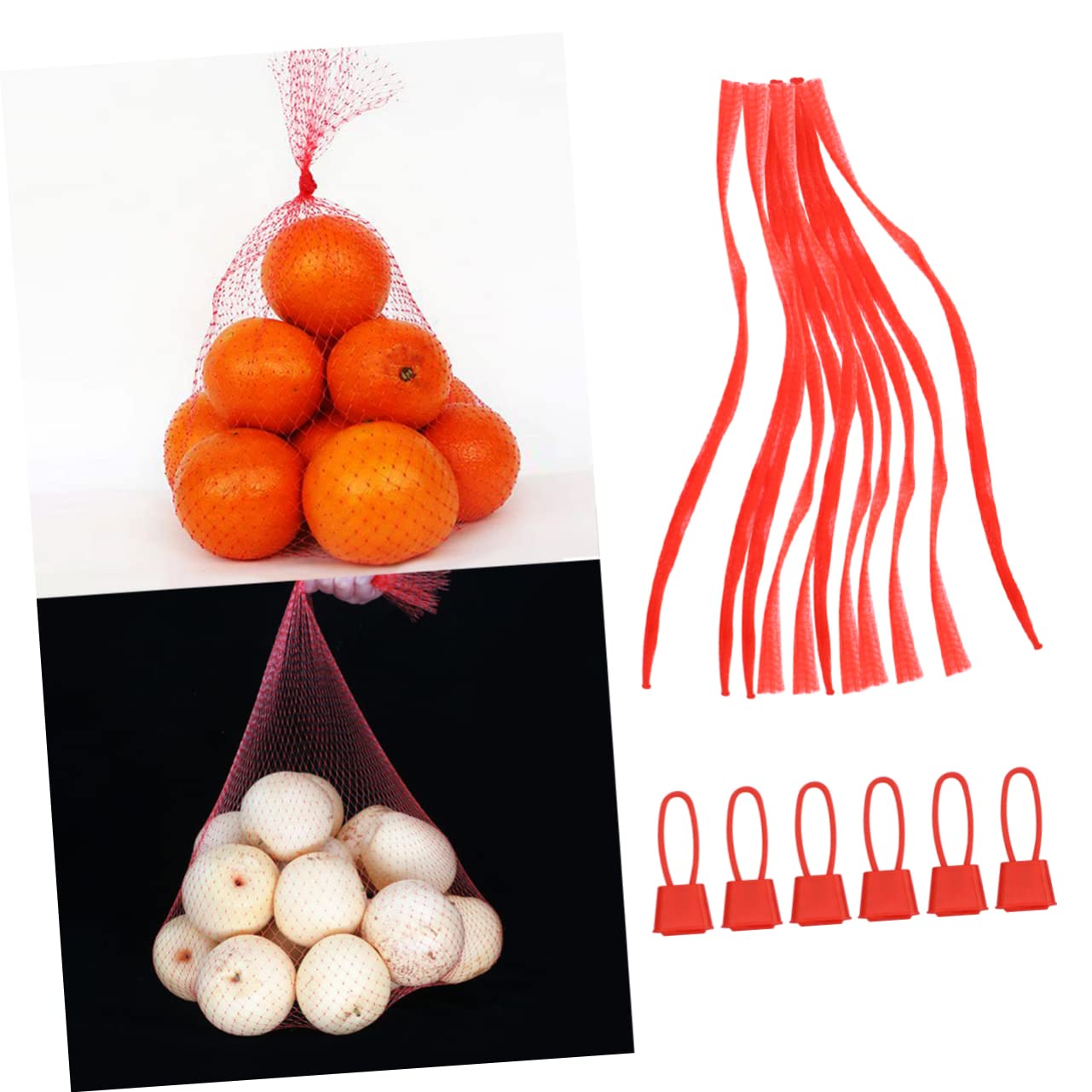 TOPBATHY 100 Piezas Bolsas de de Malla Bolsas Reutilizables para agrícolas Bolsa de supermercado Neta de plástico de Red Bolsa de Compras de Frutas Rojo