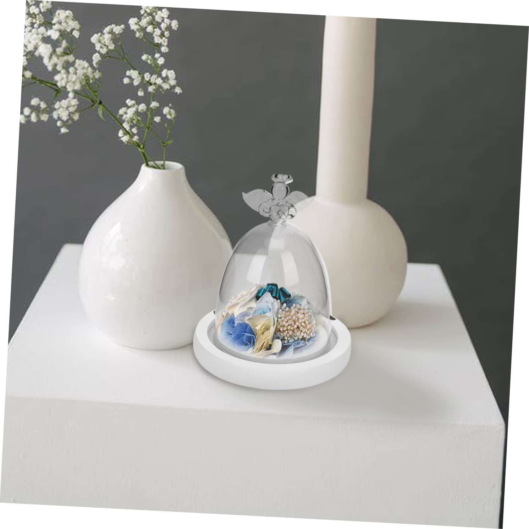 PRETYZOOM 3 Piezas De Cubierta De Cristal De Ángel Cubierta Cónica Inmortal Mini Soporte Para Tartas Velas Campana Tarro Cúpula Cubierta A Prueba De Polvo Decoración Postre