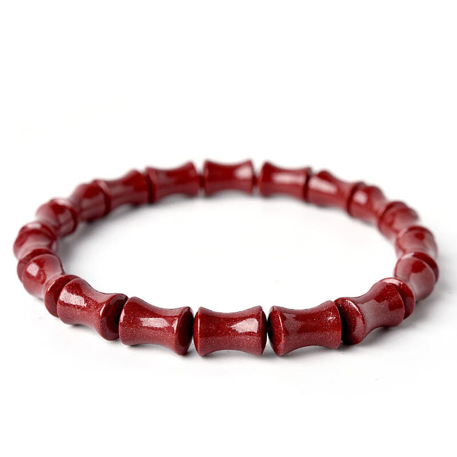 Bracelet de Perles de Bambou de Cinabre Naturel Rouge Feng Shui Attirer Le Bracelet d'amour Riche Chanceux pour Les Femmes