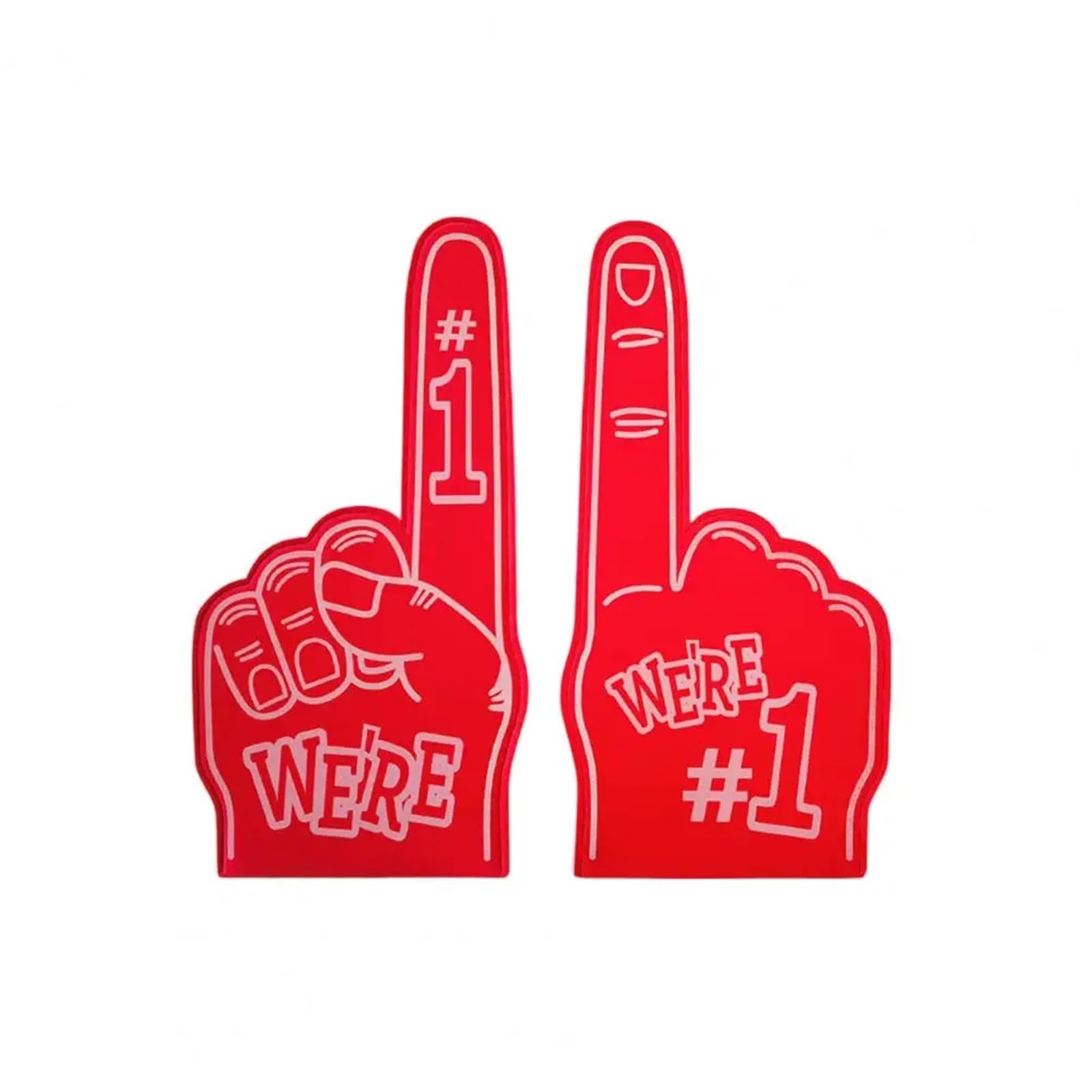 2pcs Cheerleading Foam Finger We're Number 1 Hand Sports Events Celebration Victory Fan Cheering Prop for Parties Celebration(Red)