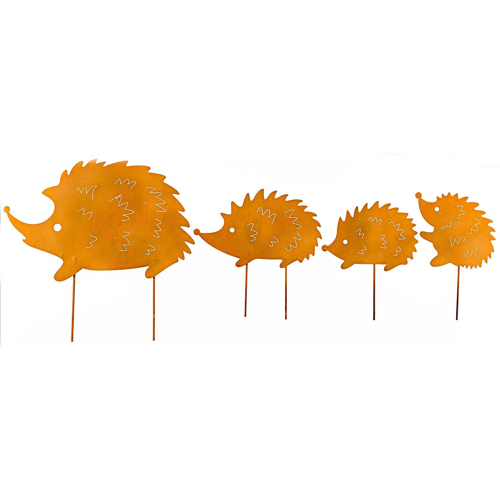 4 Pcs Metal Hedgehog Garden Stakes Outdoor Ornaments with Ground Spikes