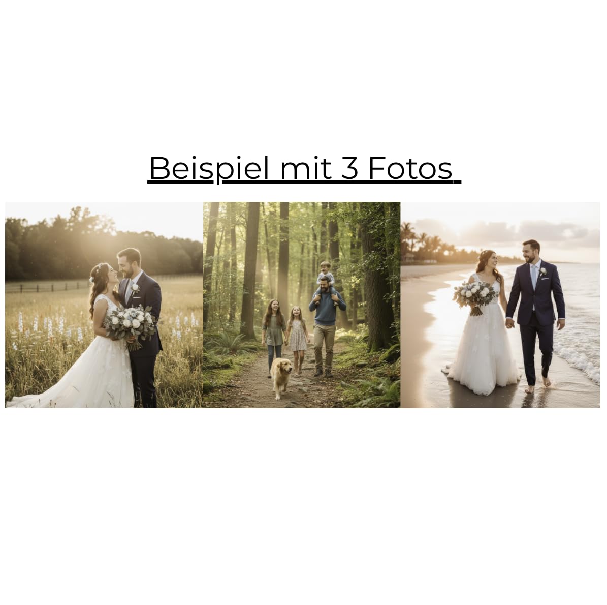 COZY LOOM Lampe mit eigenen Fotos inkl. LED Leuchtmittel – Tischlampe mit Holzfuß – Perfekte Geschenkidee für Weihnachten, Geburtstag, Valentinstag, Hochzeit (Schirm mit 3 Fotos)