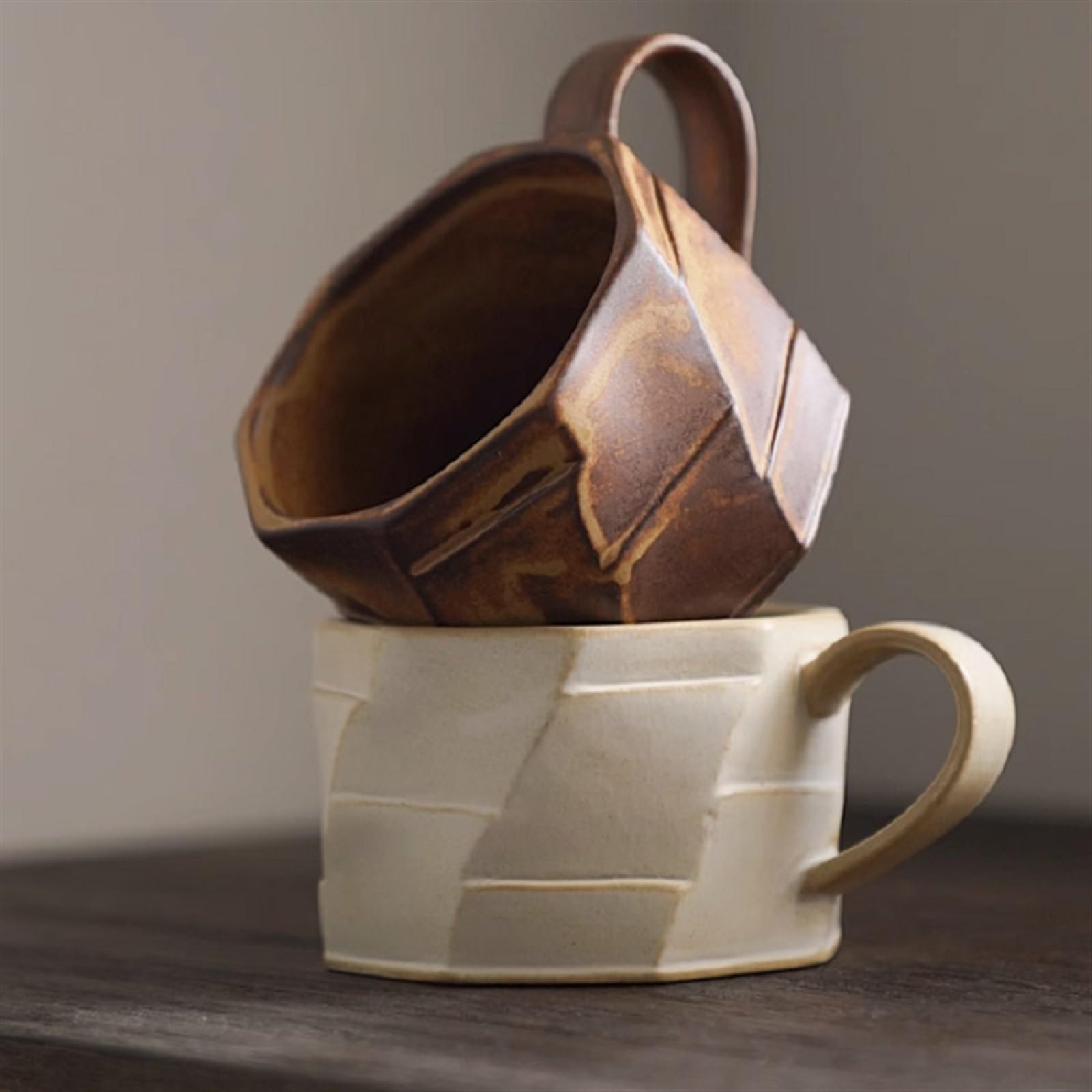 Becher Retro Keramik Kaffeetasse Latte Tasse Amerikanische Kaffeetasse, Kaffeetasse Kaffeetasse(White)