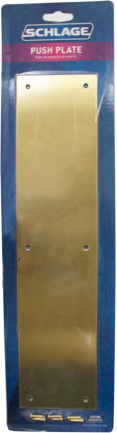 SCHLAGE LOCK CO SC8200B3 3.5X15 C8200B3 Push Plate, 3-1/2 in W X 15 in L SCHLAGE LOCK CO SC8200B3 3.5X15 C8200B3 Push Plate, 3-1/2 in W X 15 in L
