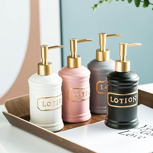 Miniatura 9 de YYW Dispensador de jabón, dispensador de jabón de manos de 11.5 onzas para baño, dispensador de jabón de manos de cerámica con loción de letras