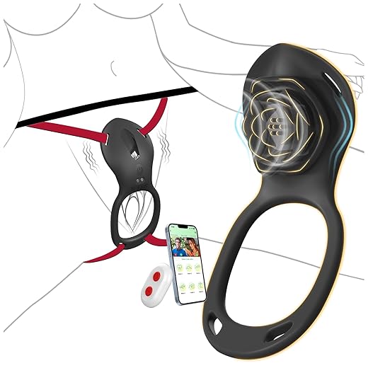 Couples Rose App Remote Control Wearable Vibrator, Couple Women Adult Sex Toys Games for Men, Hands Free Panty Clitoris Vibrator Vibrating Cock Ring, ZOOPLOU BDSM Female Sex Toy
