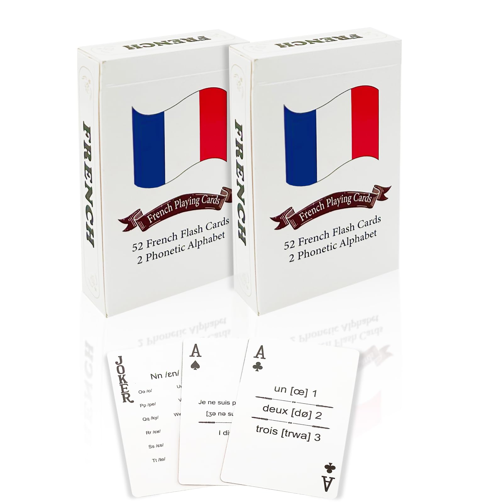 2 Decks French Playing Cards, French Flash Cards, French Flashcards, French Card Games, French Poker Cards, French Deck of Cards Fun Play [52 French