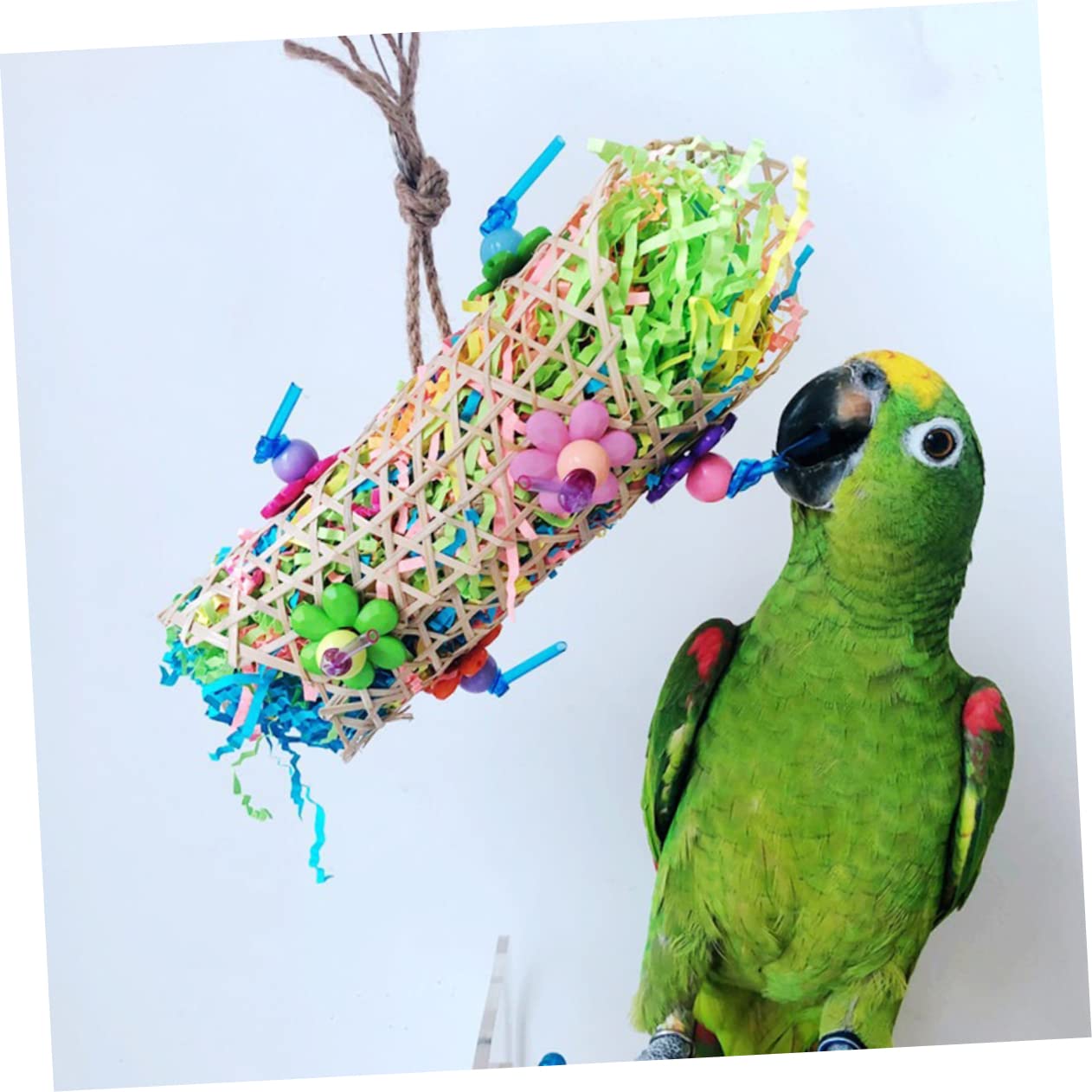POPETPOP 8pièces Jouets Rotin pour Oiseaux Jouet à Mordre Créatif avec Balancelle pour Perroquets Et Perruches pour Amusement Et Exercice