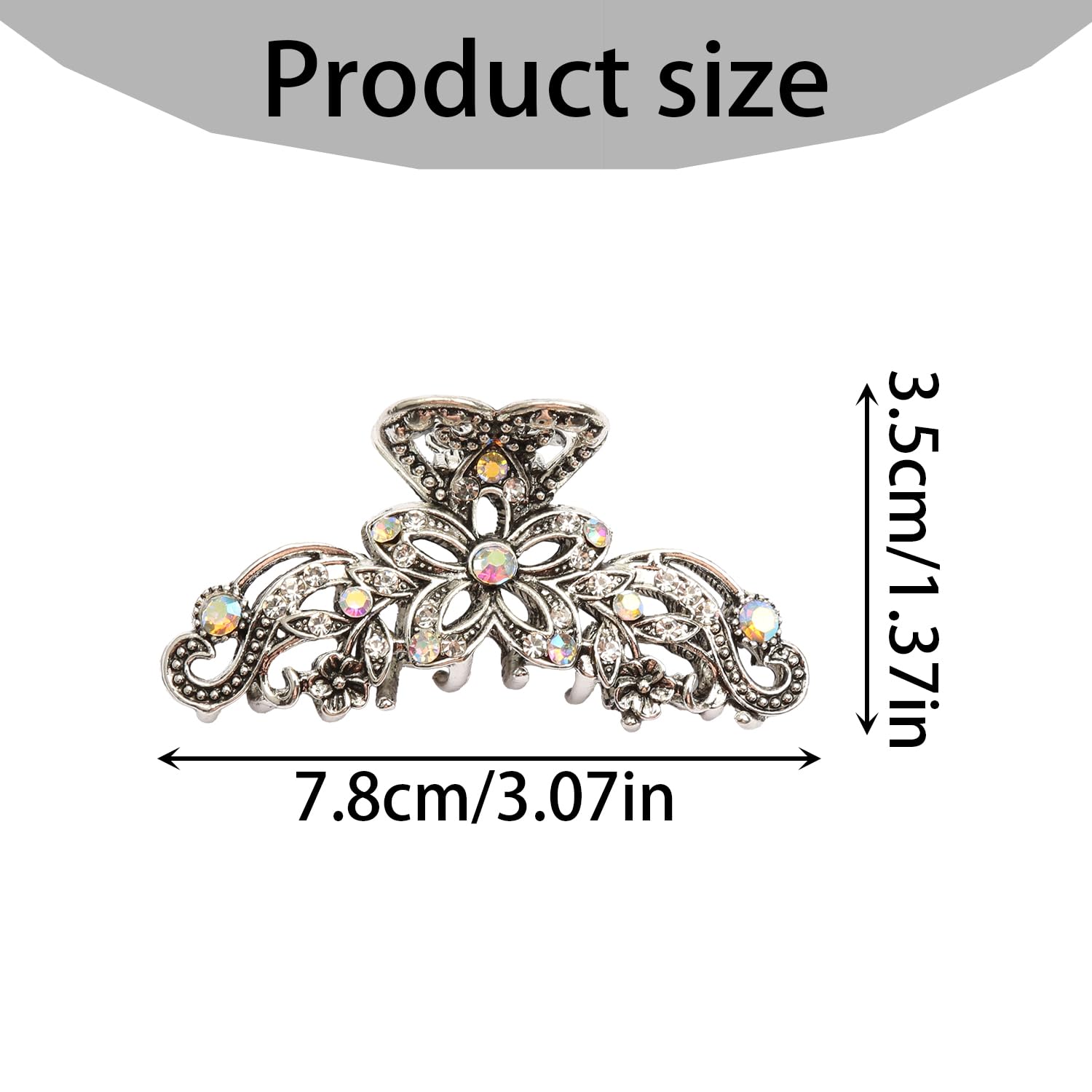 Tabanzhe Vintage Hair Claw Clip-Shiny Rhinestone Hollow Flower Claw Sparkly Gems Retro Metal Hair Grip Clamp for Women Girls Wedding Bridal Decoration - Image 2