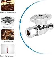 Vista 4 de WiseWater Válvula de parada recta 1/2" PEX x 3/8" de compresión, giro de 1/4 con 5 abrazaderas de acero inoxidable, válvula de cierre de latón