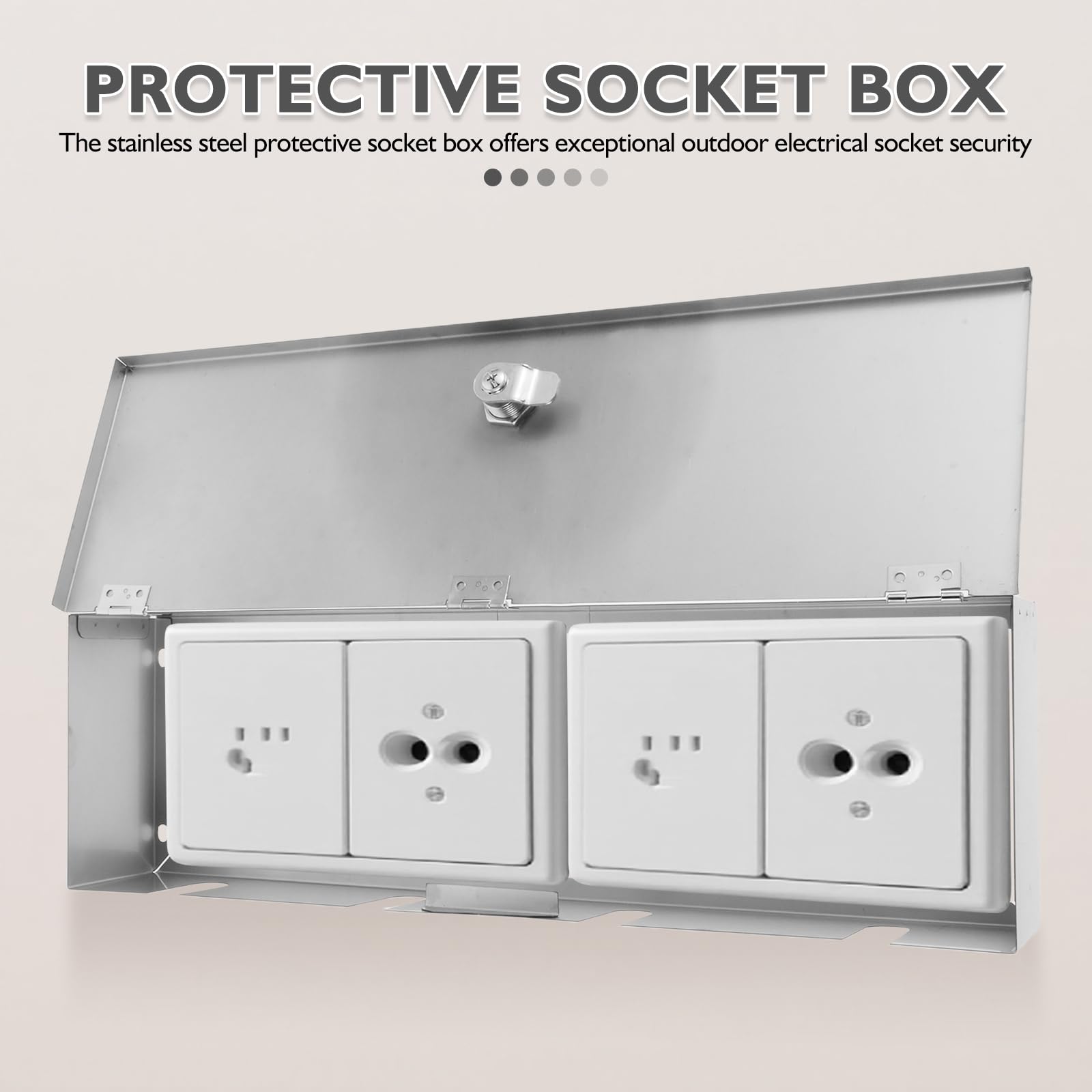 Scatola di Presa Elettrica da Esterno in Acciaio Inossidabile Argento con Copertura Trasparente Resistente a Urti e Usura, Adatta per Pareti o Scrivanie