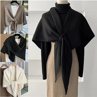 Dkieuyu Women's Pashmina Knitted Shawl Wrap - Soft Warm Poncho Cape Scarf for Evening Dresses, Winter Outfits 73x30"