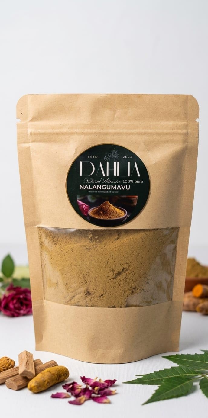 DAHLIA Nalangu Mavu Herbal Bath Powder, 100% Pure Ayurvedic Ubtan, with Neem and Wild Turmeric, Natural Skin Brightening-image-10