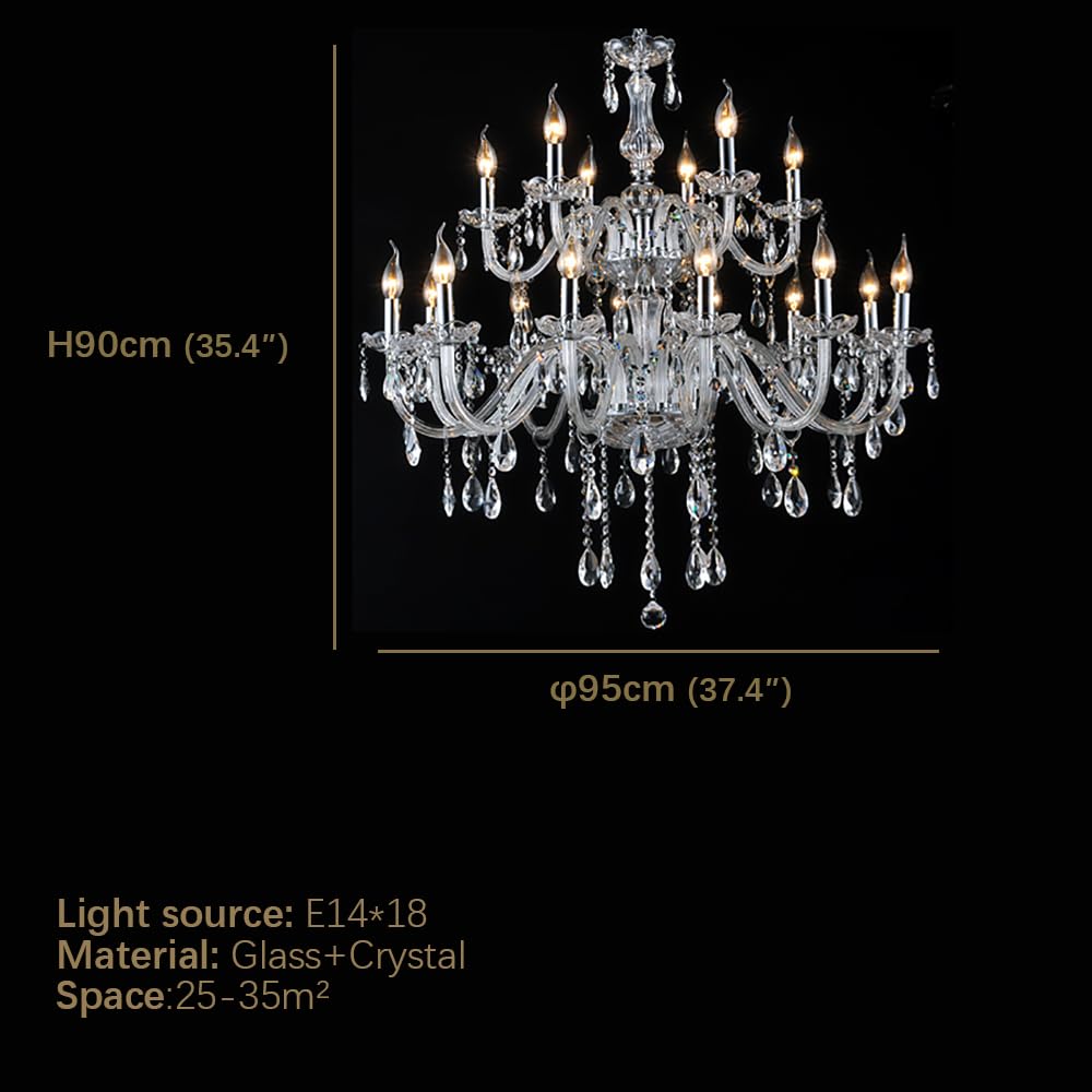 Candela di Cristallo Europeo Lampada a Ciondolo di Lusso Soggiorno Ristorante Camera da Letto Hotel Villa Negozio di Abbigliamento Salone di Bellezza Caffè Bar KTV Lampadario a Led (H 18 luci)