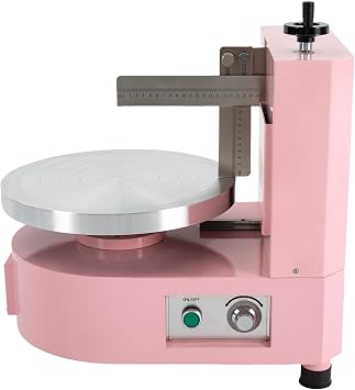 Cake Decorating Machine, 4-12Inch Cake Butter Cream Spreading Machine Adjustable Rotating Speed Electric Cake Coating Smoothing Scraping Machine for Weddings, Cake Stores 110V/60Hz 80W Pink