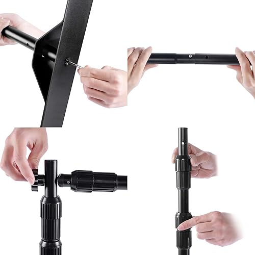 Miniatura 5 de AkTop Kit de soporte de telón de fondo resistente de 10 x 8 pies, escalón de fotografía ajustable y soporte de repetición para fiestas, fondo