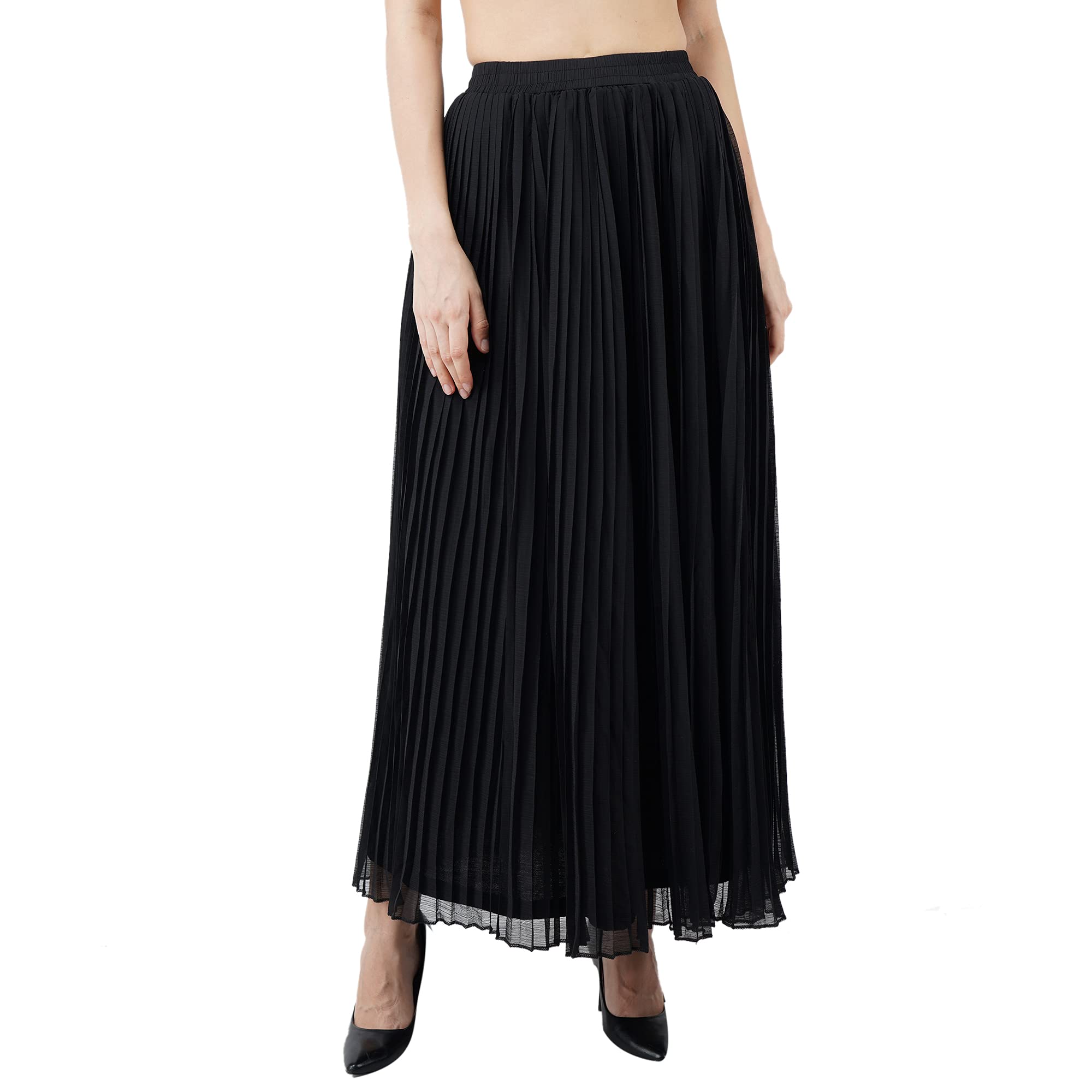 peptrends Women's Georgette Pleated Flared Long Skirt-picture-15