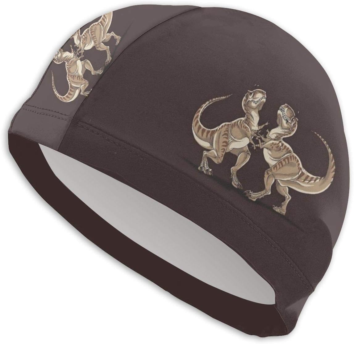 Swim Cap Funny Dinosaur Fighting Unisex High Elasticity