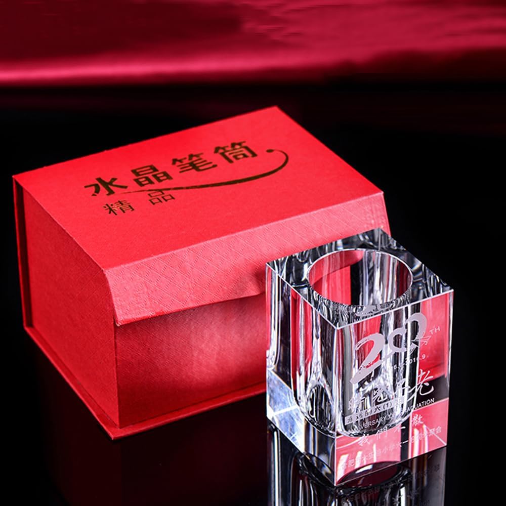 displayonacrylic Clear Crystal Pencil Pen Collection Holder for Desk Stationery Organizer for Office,School,Home Accessories