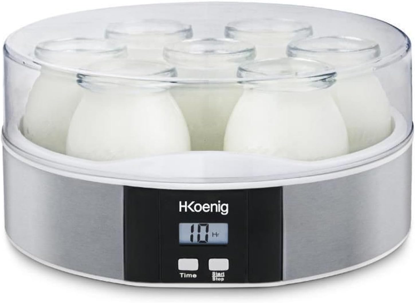 SEVERIN JG 3521 Yaourtière Programmable 13W - 5 Programmes Auto + Yaourt Végan/Sans Lactose, 7 Pots Verre 150 Ml Sans BPA