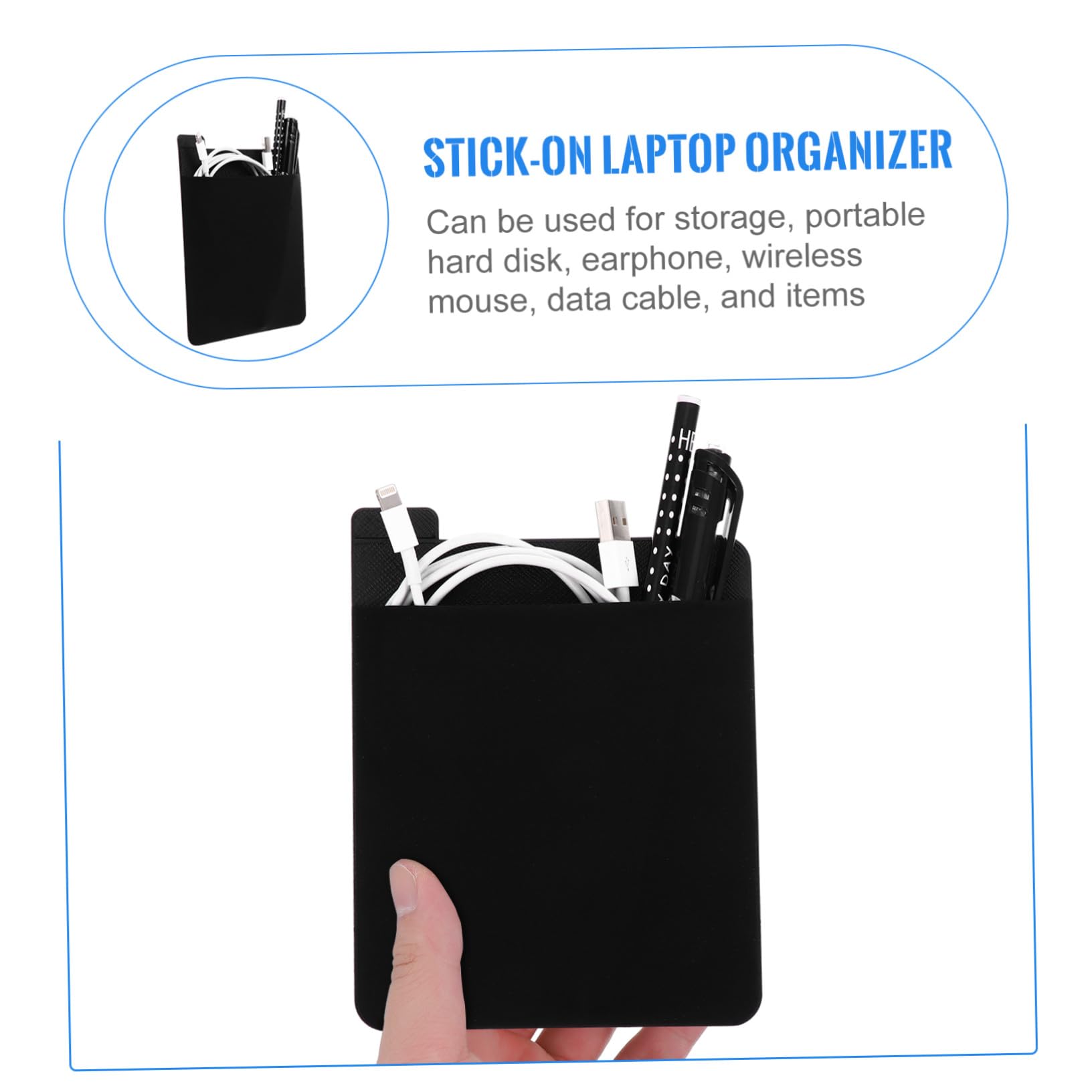 Homoyoyo Borsa per Mouse Wireless Organizer Adesivo per Laptop Custodia per Disco Rigido Esterno Borsa per Cuffie Realizzato in Pelle Buona Qualità Elastico per Contenere Accessori Vari