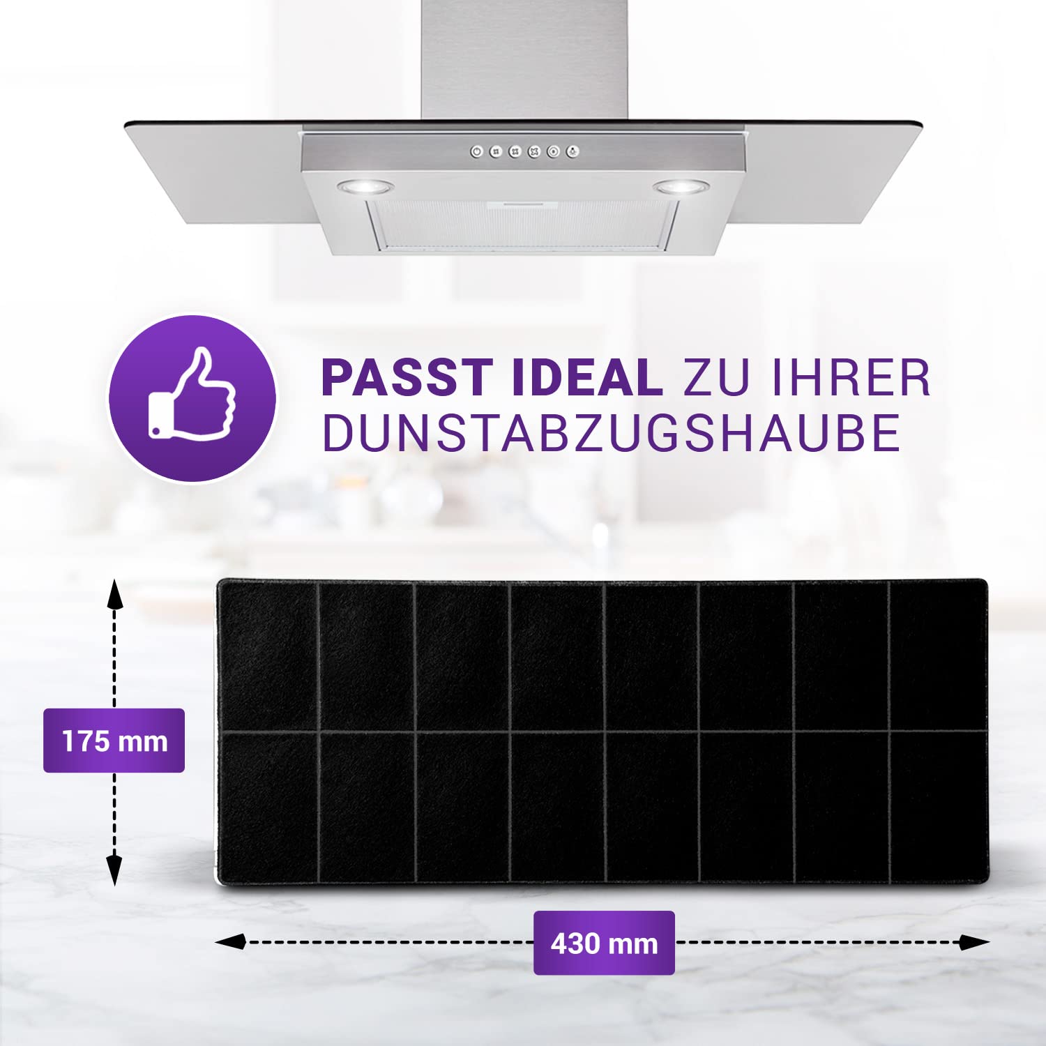 Viоks.pro 4x Kohlefilter 430x175 mm Abzugshaube Ersatz für Neff 296178 | Aktivkohlefilter, für Bosch Siеmens Dunstabzugshaube