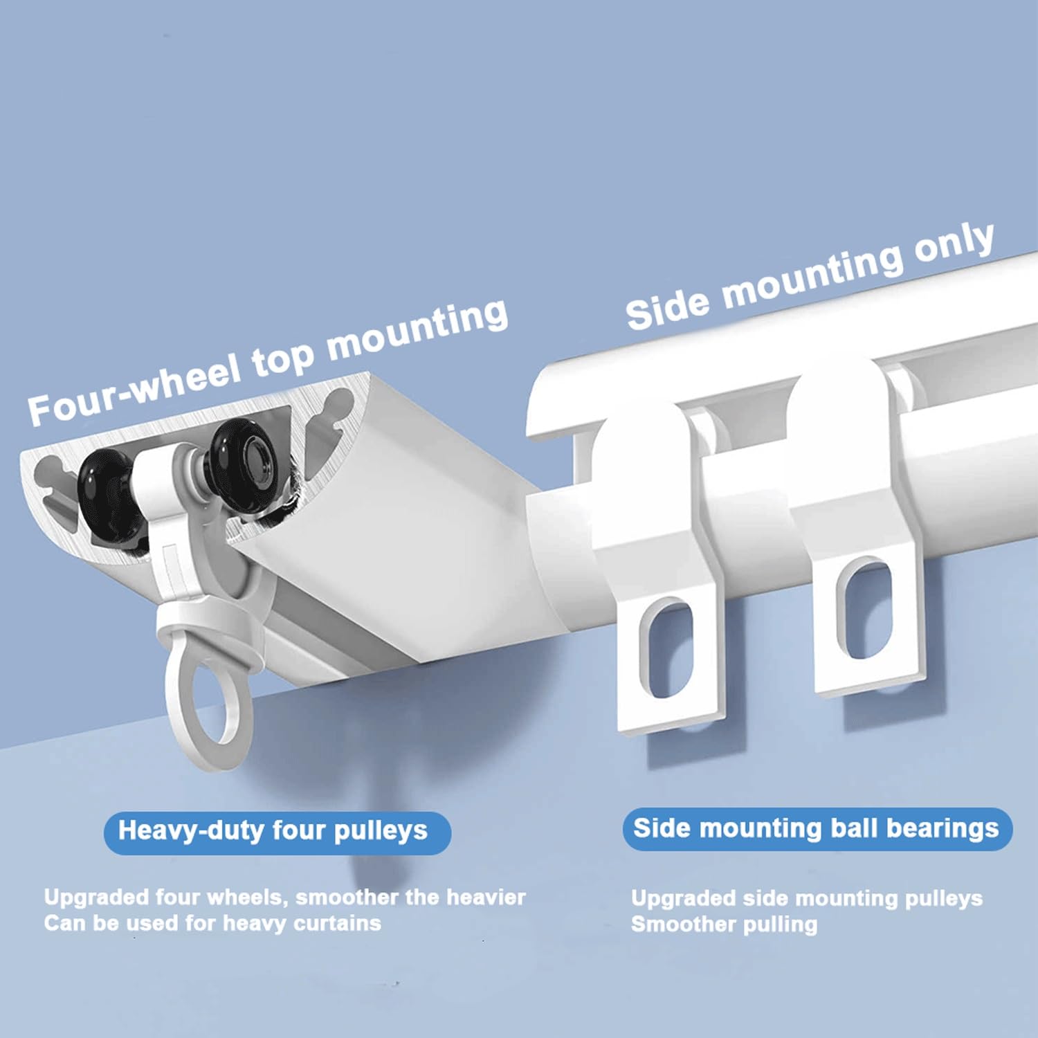 Rail mural autocollant sans perçage - Rail de plafond/mur incurvé de 3,9 m / 12.8ft avec rouleaux silencieux, parfait pour salon, chambre à coucher, séparateur de douche, montage facile, blanc