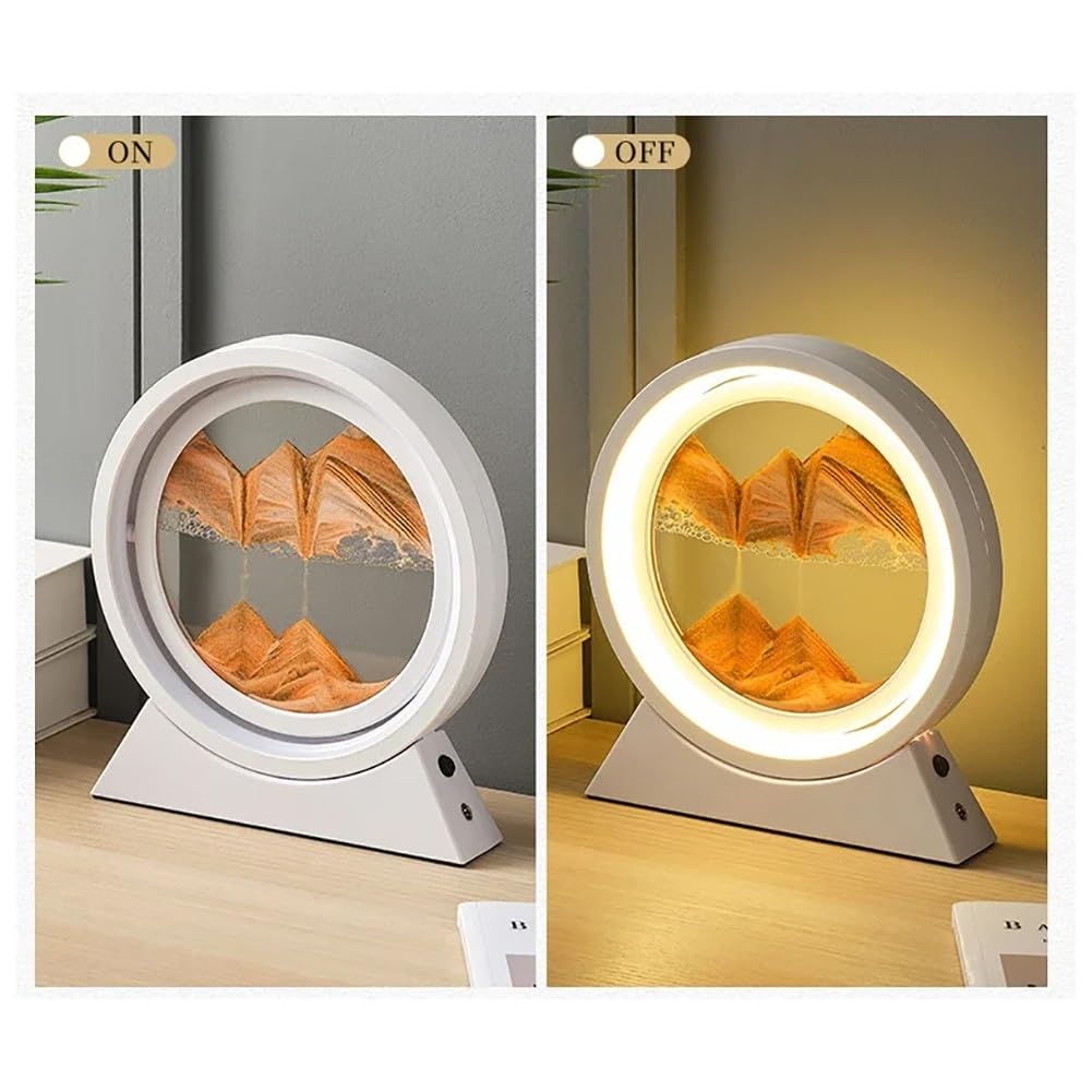 sztuka z piasku, Lampa stołowa do malowania ruchomym piaskiem, 10 cali, wielokolorowa(Yellow,White Frame)
