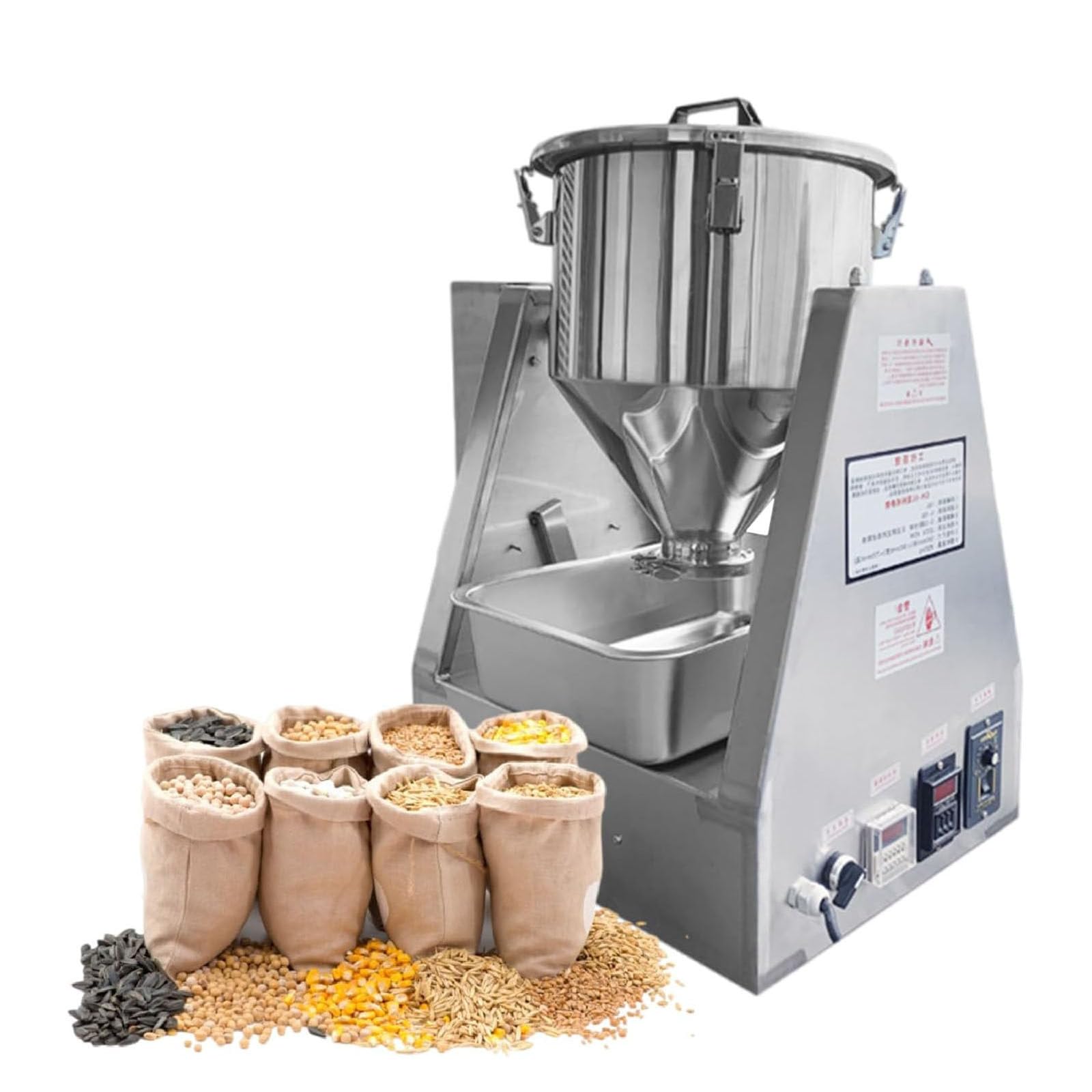 Mezcladora de Tambor en Acero Inoxidable 304 para Polvos y Gránulos, Aplicaciones Industriales y de Laboratorio, Grado Alimentario, Operación Sencilla y Limpieza Rápida sin Esfuerzo 10L